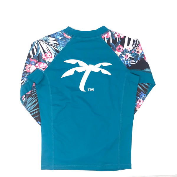 Teal Kids Performance rash-guard girls