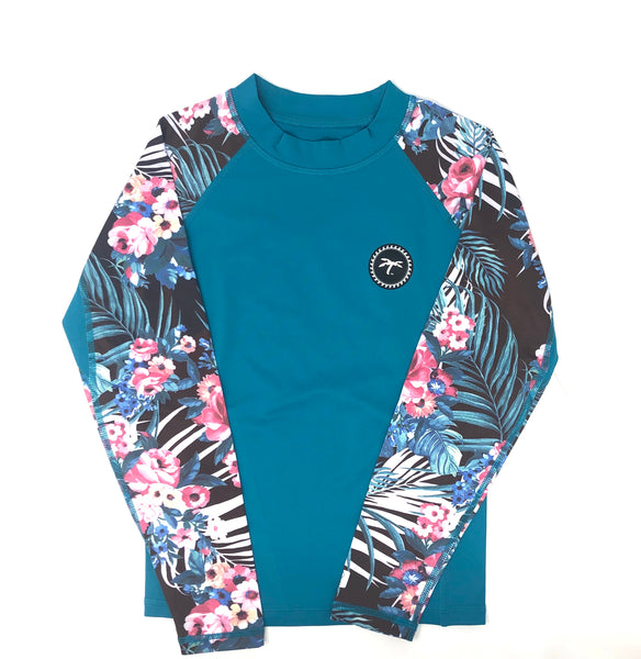 Teal Kids Performance rash-guard girls